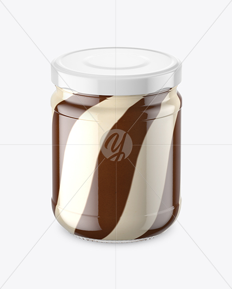 Clear Glass Jar with Duo Chocolate Spread Mockup