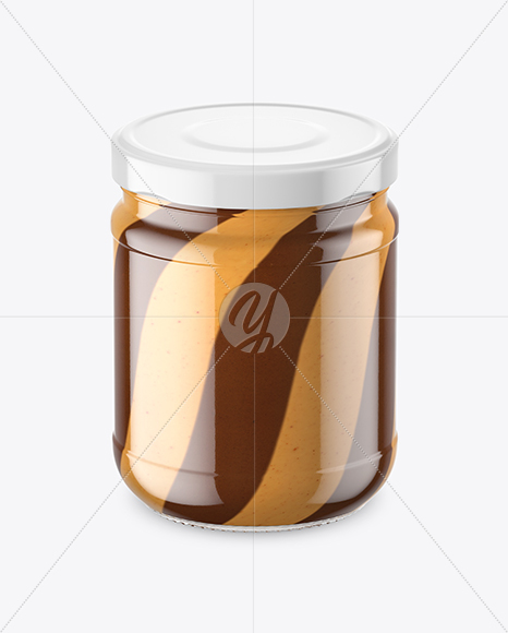 Clear Glass Jar with Duo Chocolate Spread Jar Mockup