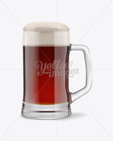 Tankard Glass Mug with Red Ale Beer Mockup