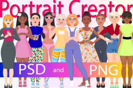 Character portrait creator (PSD) - Girl characters