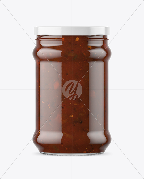 Clear Glass BBQ Sauce Jar Mockup