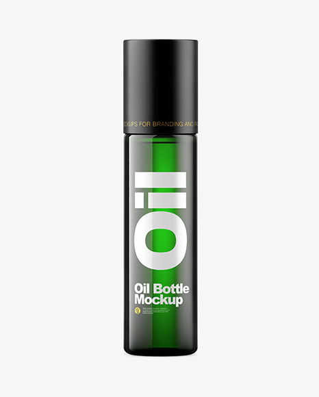 Green Glass Oil Bottle Mockup - Green glass