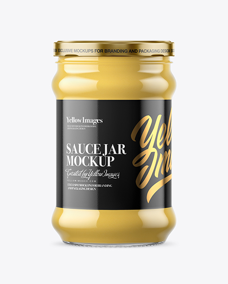 Clear Glass Cheese Sauce Jar Mockup