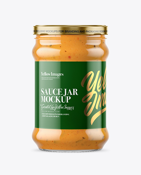 Clear Glass Chipotle Sauce Jar Mockup - Snacks packaging mockup