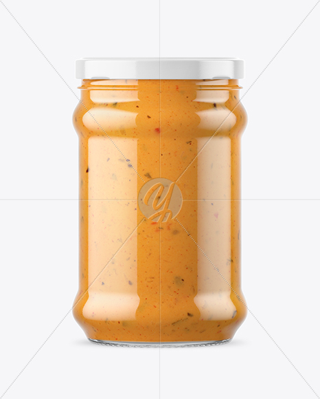 Clear Glass Chipotle Sauce Jar Mockup