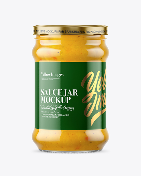 Clear Glass Curry Sauce Jar Mockup - Free Download Images High Quality