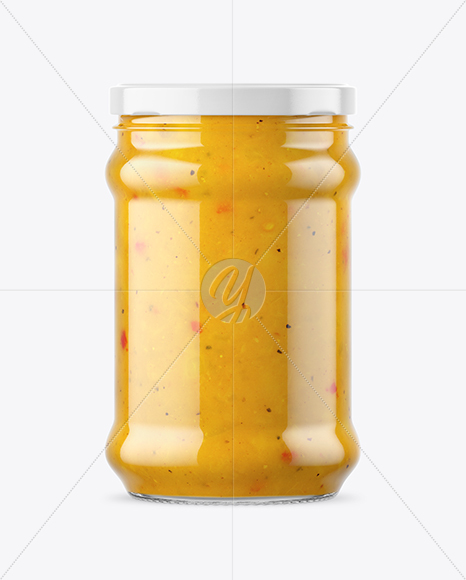 Clear Glass Curry Sauce Jar Mockup