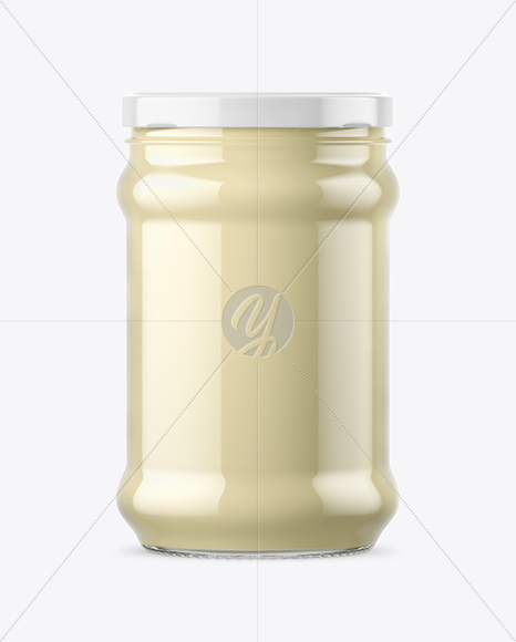 Clear Glass Mayonnaise Sauce Jar Mockup