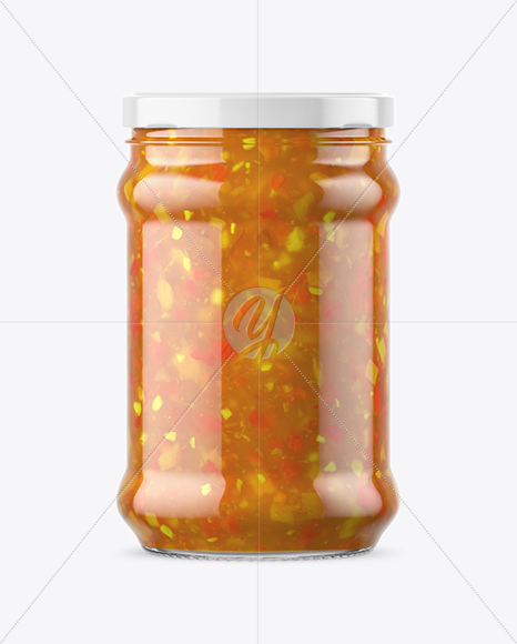 Clear Glass Sweet & Sour Sauce Jar Mockup