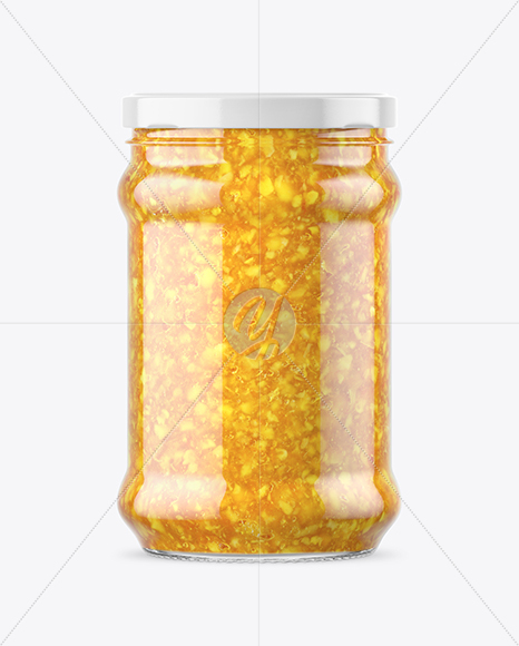 Clear Glass Orange Jam Jar Mockup Clear Glass Orange Jam Jar Mockup