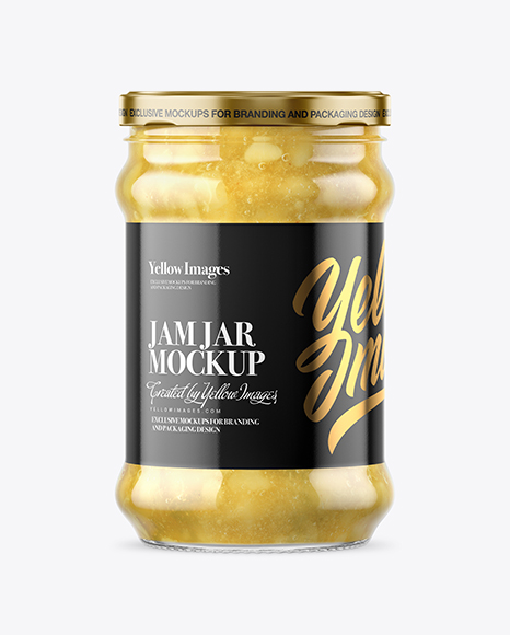 Clear Glass Jar with Pear Jam Mockup