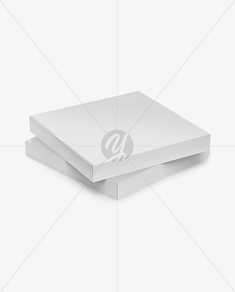 Two Pizza Paper Boxes Mockup - Half Side View