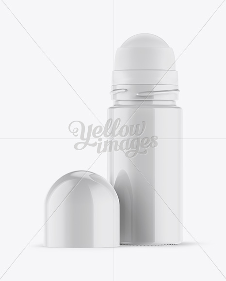 Opened Plastic Glossy Roll-On Deodorant Mockup