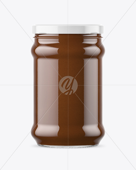 Clear Glass Jar with Chocolate Paste Mockup