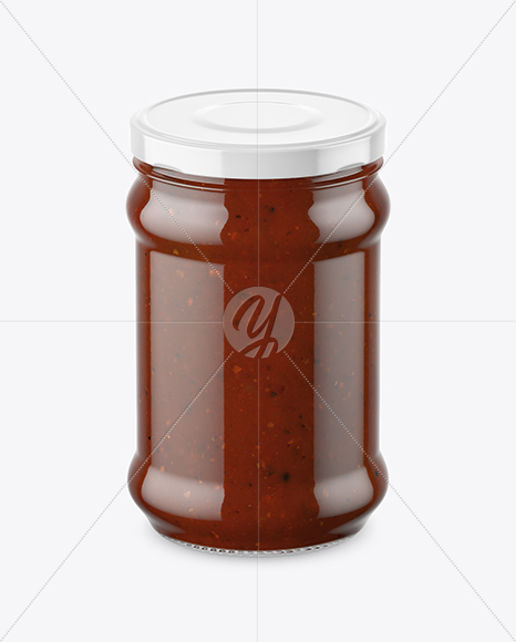 Clear Glass BBQ Sauce Jar Mockup