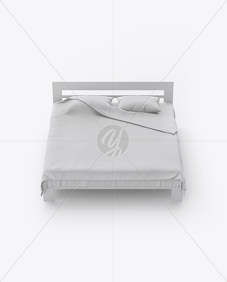 Double Bed with Cotton Linens Mockup