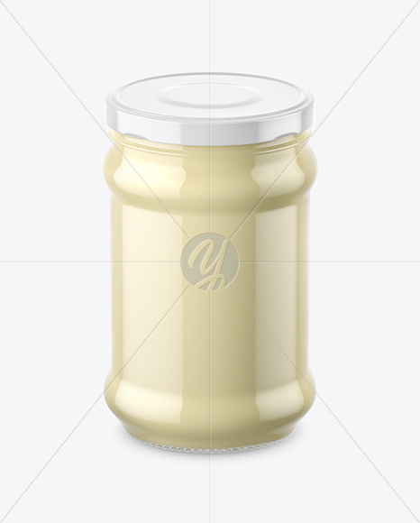 Clear Glass Mayonnaise Sauce Jar Mockup Clear Glass Mayonnaise Sauce Jar Mockup