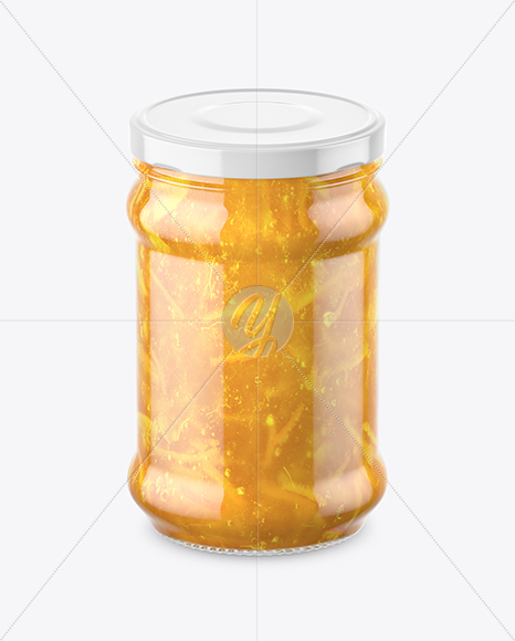 Clear Glass Orange Jam Jar Mockup