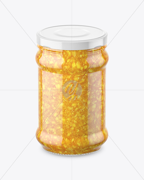 Clear Glass Orange Jam Jar Mockup