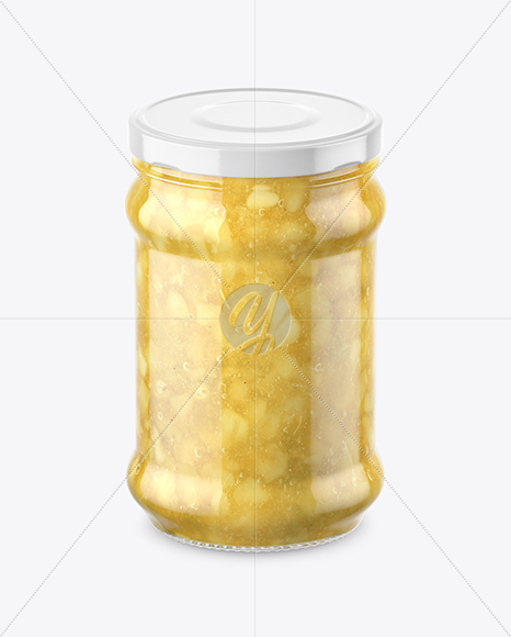 Clear Glass Jar with Pear Jam Mockup