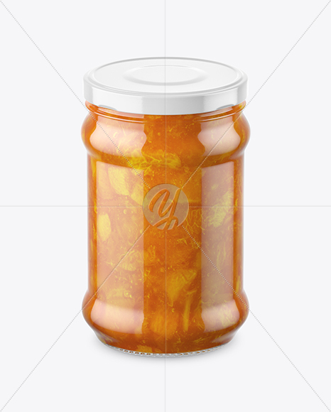 Clear Glass Jar with Apricot Jam Mockup