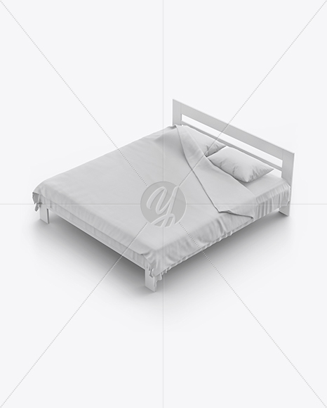 Double Bed with Cotton Linens Mockup