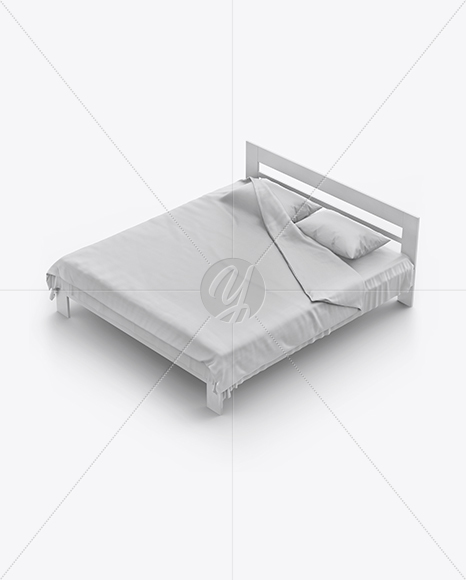 Double Bed with Silk Linens Mockup