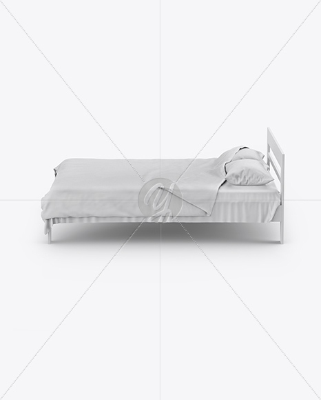 Double Bed with Silk Linens Mockup