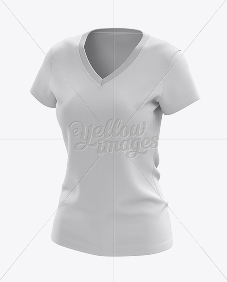 Women's V-Neck T-Shirt Mockup - Halfside View