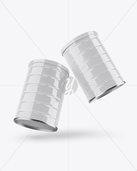 Two Glossy Coffee Tin Cans Mockup