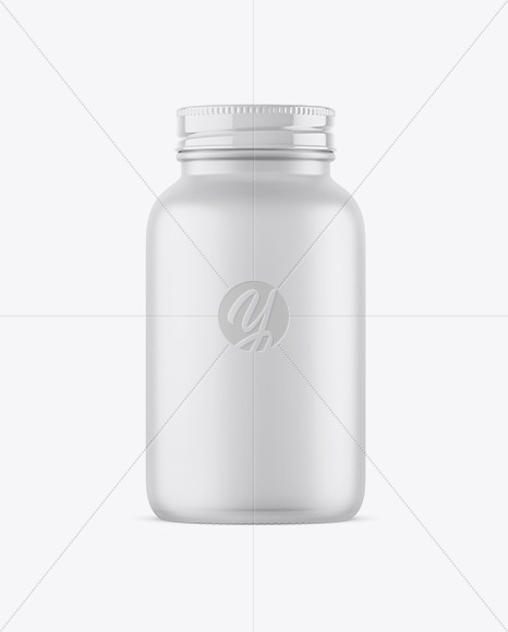 Empty Frosted Glass Pills Bottle Mockup