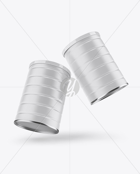 Two Matte Coffee Tin Cans Mockup