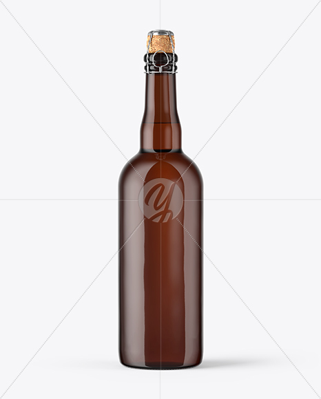 750ml Amber Craft Beer Bottle Mockup