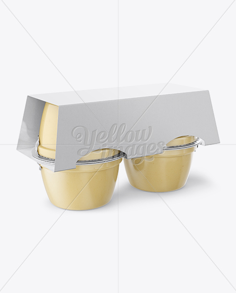 Pear Apple Sauce 4-4 Oz. Cups Mockup - Halfside View - Free Download