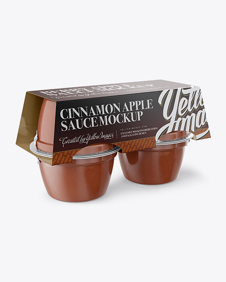 Cinnamon Apple Sauce 4-4 Oz. Cups Mockup - Halfside View