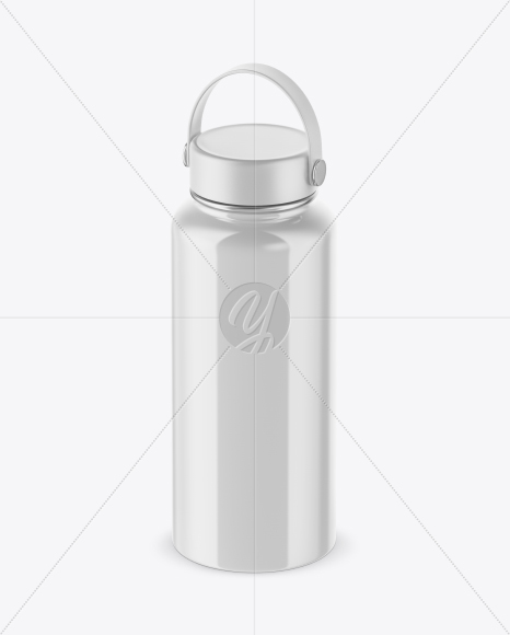 Glossy Wide-Mouth Water Bottle Mockup