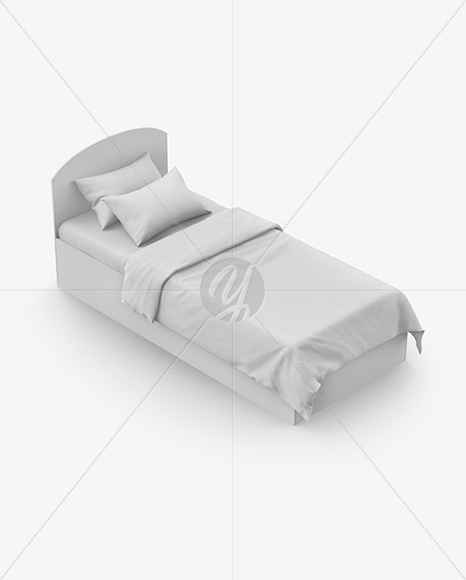 Bed with Cotton Linens Mockup