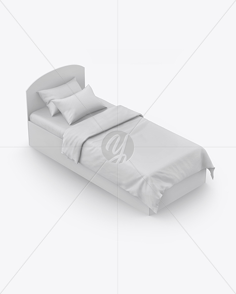 Bed with Silk Linens Mockup