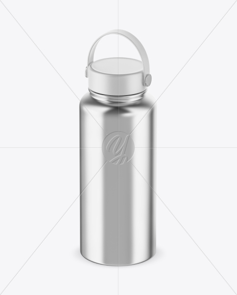 Metallic Wide-Mouth Water Bottle Mockup