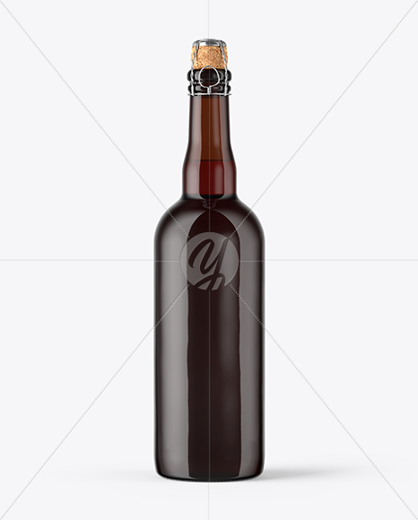 750ml Amber Glass Red Ale Bottle Mockup