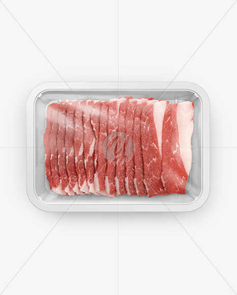 Plastic Tray With Raw Bacon Mockup