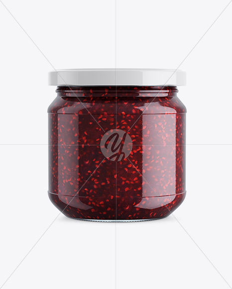 Clear Glass Jar w/ Jam Mockup