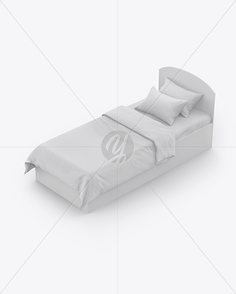 Bed with Cotton Linens Mockup