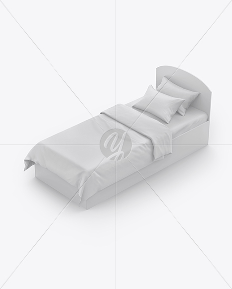 Bed with Silk Linens Mockup