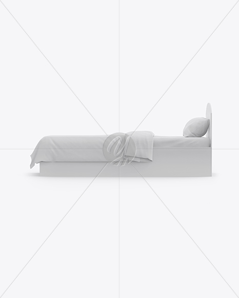 Bed with Cotton Linens Mockup