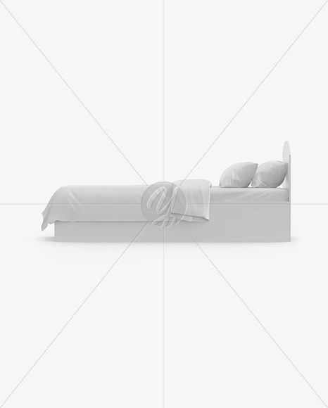 Bed with Silk Linens Mockup