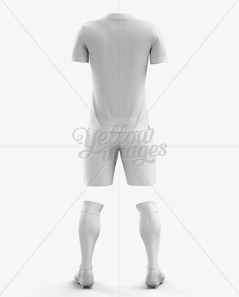 Football Kit with V-Neck T-Shirt Mockup / Back View