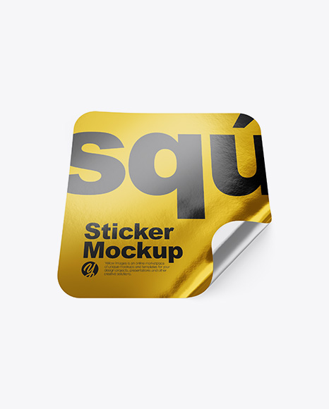 Metallic Square Sticker Mockup - Transparent sticker mockup