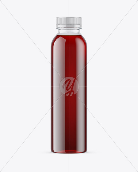 Clear PET Cherry Juice Bottle Mockup