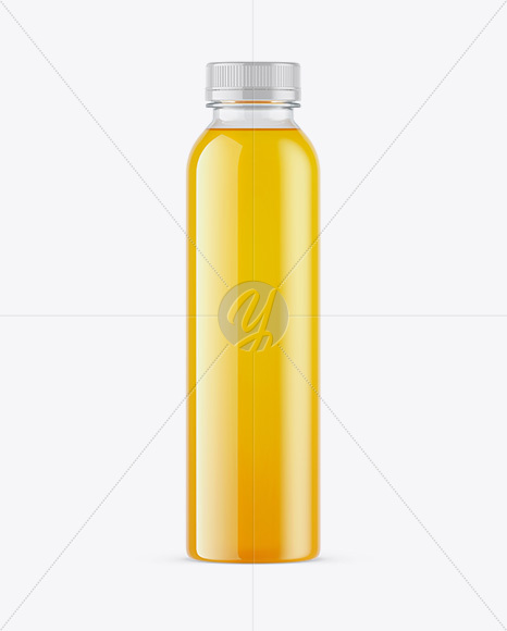 Clear PET Orange Juice Bottle Mockup